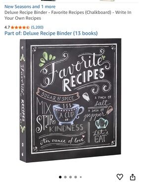 Favorite Recipes Chalkboard Deluxe Recipe Binder - Black